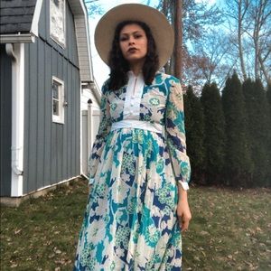 Vintage handmade long sleeve floral maxi dress